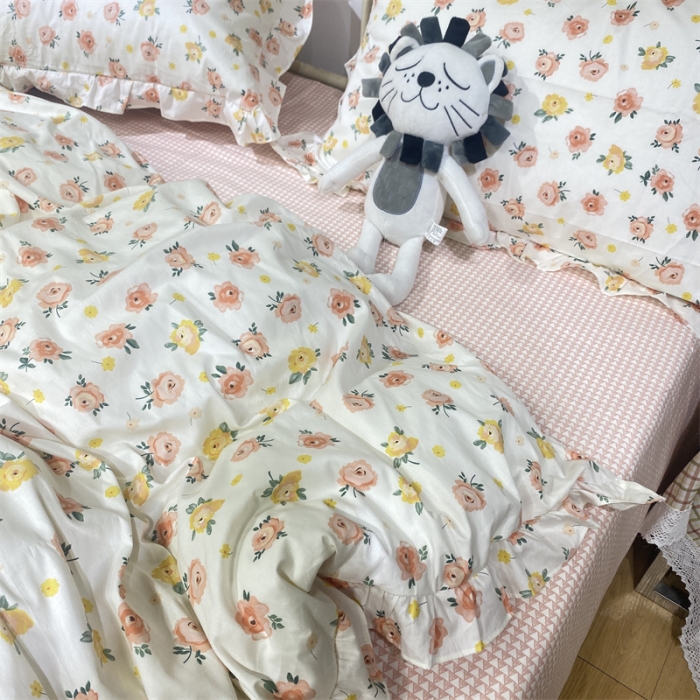 91家纺网 家纺一手货源 找家纺 棉生活 2022新款韩系花边碎花四件套 花香半语