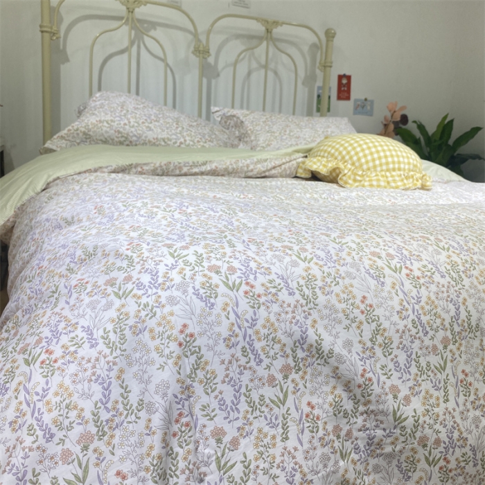 91家纺网 家纺一手货源 找家纺 棉生活 2022新款韩系花边碎花四件套 花语寄情