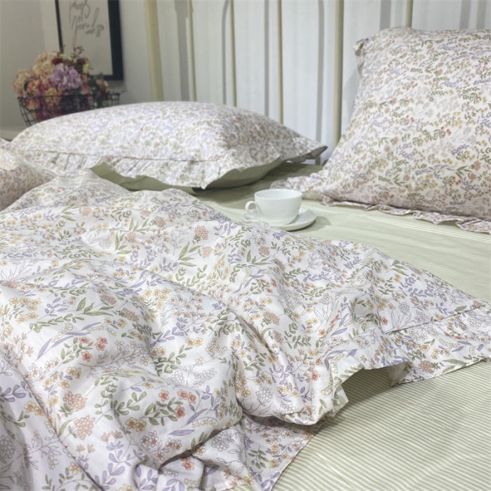 91家纺网 家纺一手货源 找家纺 棉生活 2022新款韩系花边碎花四件套 花语寄情