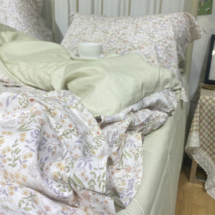 91家纺网 家纺一手货源 找家纺 棉生活 2022新款韩系花边碎花四件套 花语寄情