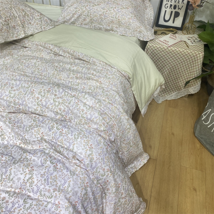 91家纺网 家纺一手货源 找家纺 棉生活 2022新款韩系花边碎花四件套 花语寄情