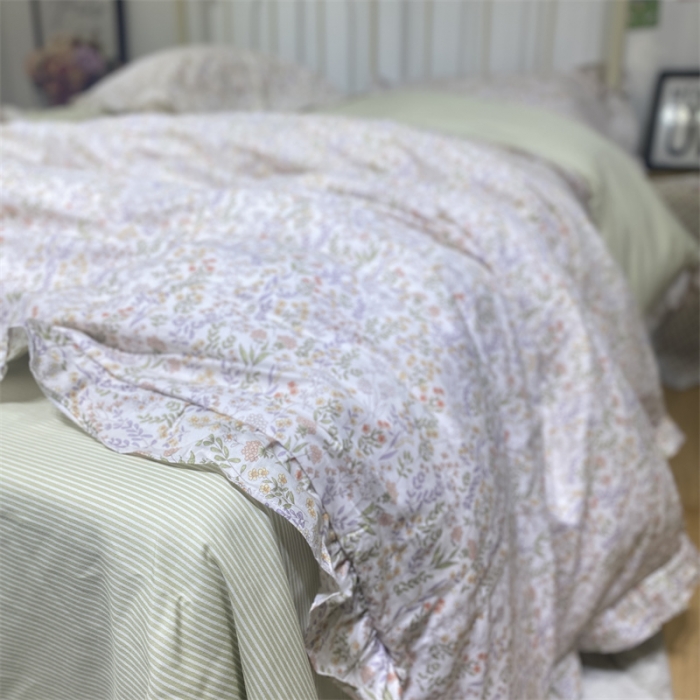 91家纺网 家纺一手货源 找家纺 棉生活 2022新款韩系花边碎花四件套 花语寄情