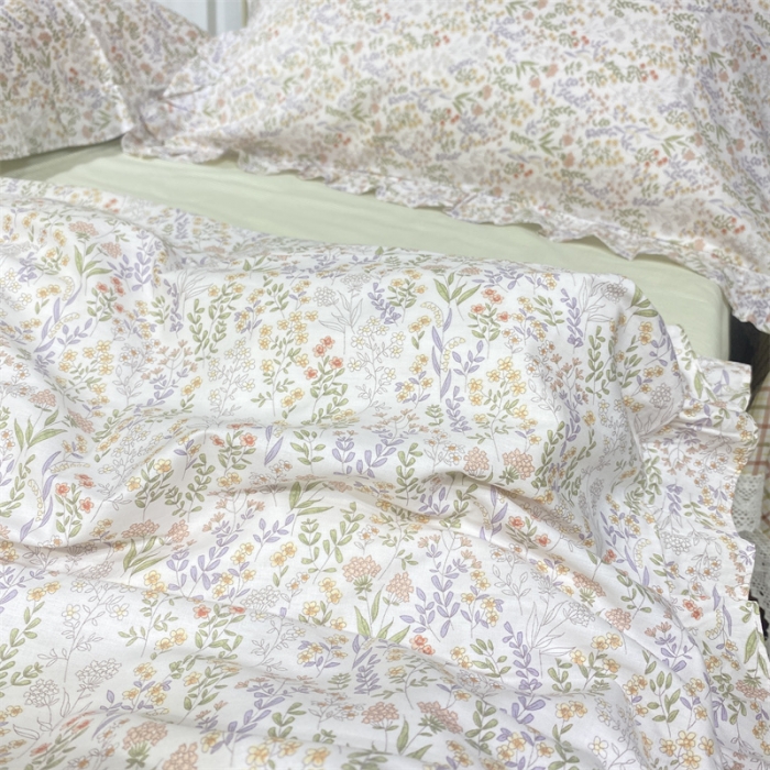 91家纺网 家纺一手货源 找家纺 棉生活 2022新款韩系花边碎花四件套 花语寄情