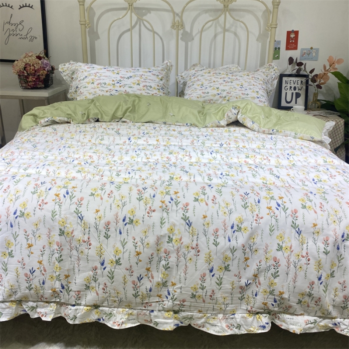 91家纺网 家纺一手货源 找家纺 棉生活 2022新款韩系花边碎花四件套 慢调时光