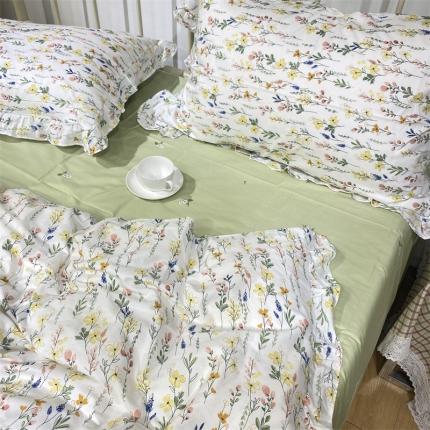 棉生活 2022新款韩系花边碎花四件套 慢调时光