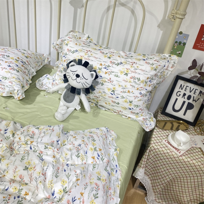 91家纺网 家纺一手货源 找家纺 棉生活 2022新款韩系花边碎花四件套 慢调时光