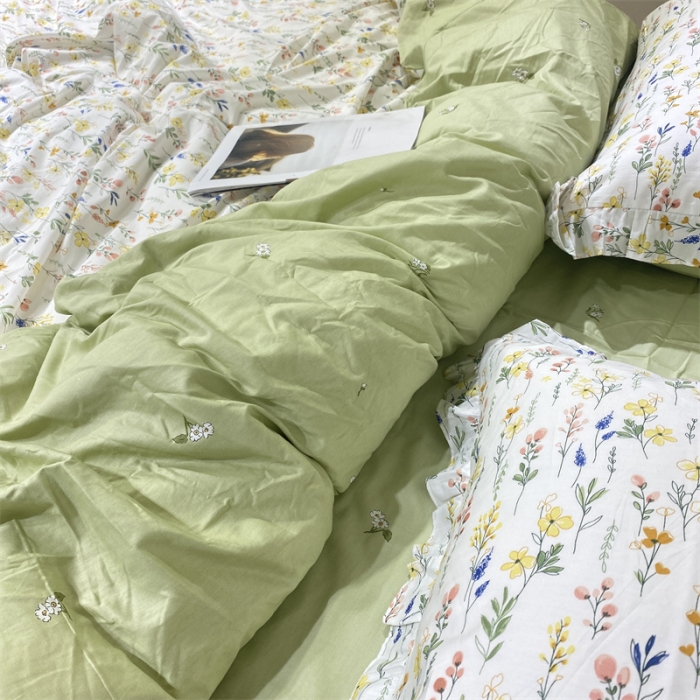 91家纺网 家纺一手货源 找家纺 棉生活 2022新款韩系花边碎花四件套 慢调时光