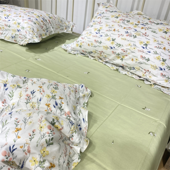 91家纺网 家纺一手货源 找家纺 棉生活 2022新款韩系花边碎花四件套 慢调时光