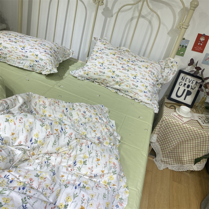 91家纺网 家纺一手货源 找家纺 棉生活 2022新款韩系花边碎花四件套 慢调时光