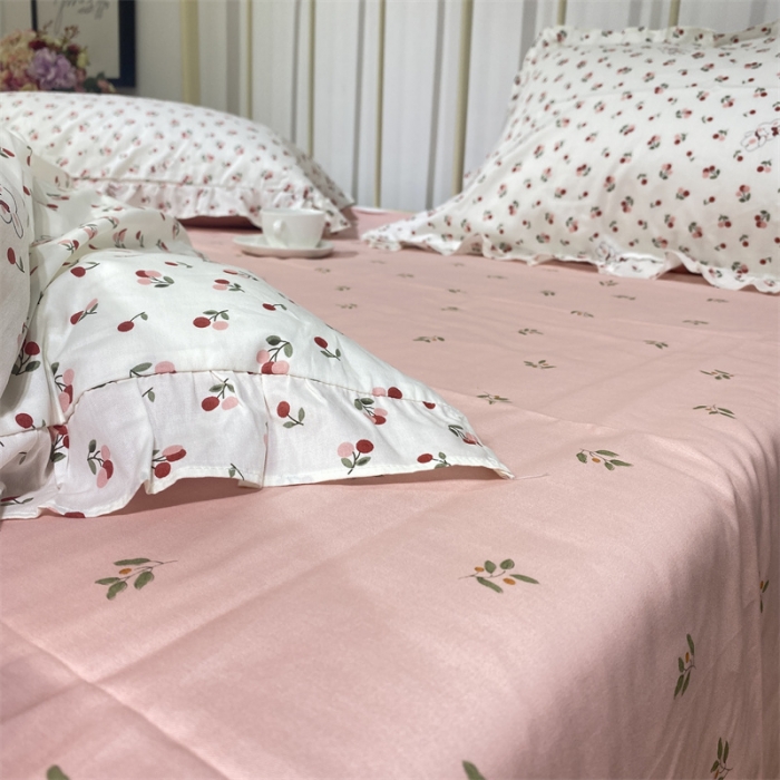 91家纺网 家纺一手货源 找家纺 棉生活 2022新款韩系花边碎花四件套 碰碰兔