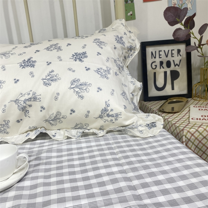 91家纺网 家纺一手货源 找家纺 棉生活 2022新款韩系花边碎花四件套 娴雅