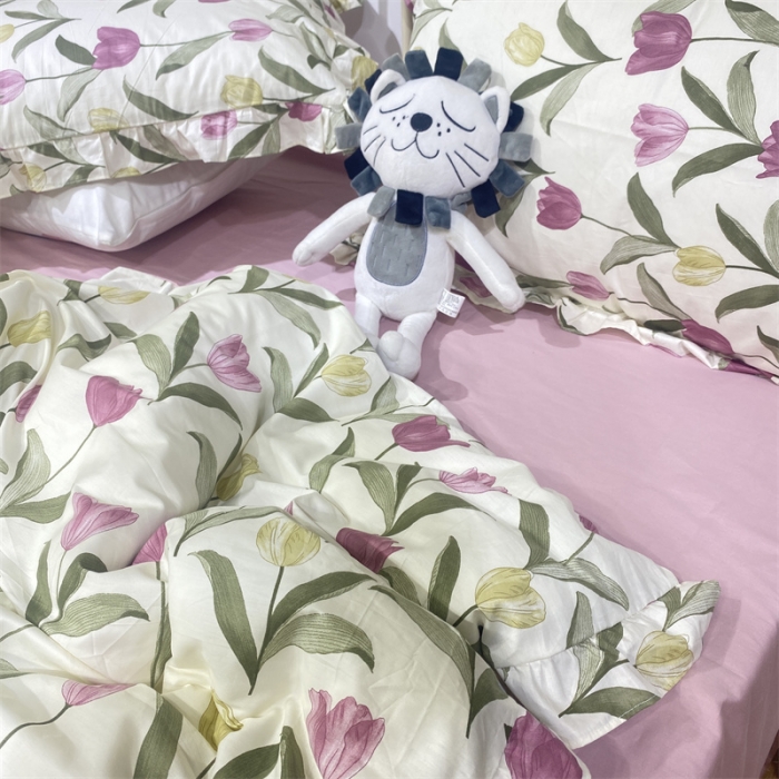 91家纺网 家纺一手货源 找家纺 棉生活 2022新款韩系花边碎花四件套 郁金香