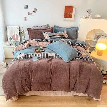 91家纺网 家纺一手货源 找家纺 （总）2024新款230克牛奶绒印花四件套 定做定制任意尺寸