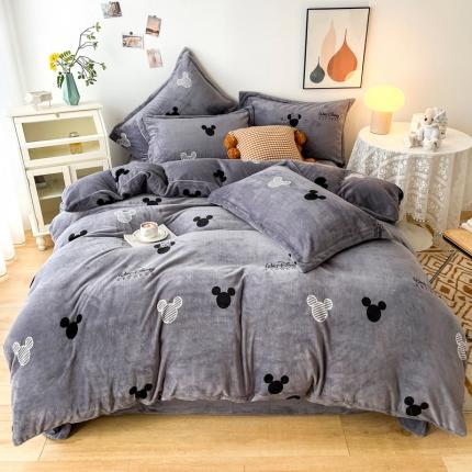 91家纺网 家纺一手货源 找家纺 （总）2024新款230克牛奶绒印花四件套 定做定制任意尺寸