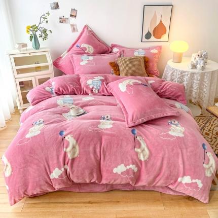 91家纺网 家纺一手货源 找家纺 （总）2024新款230克牛奶绒印花四件套 定做定制任意尺寸