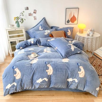 91家纺网 家纺一手货源 找家纺 （总）2024新款230克牛奶绒印花四件套 定做定制任意尺寸