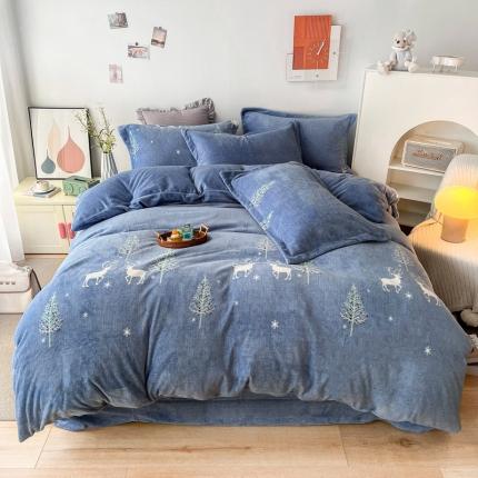 91家纺网 家纺一手货源 找家纺 （总）2024新款230克牛奶绒印花四件套 定做定制任意尺寸