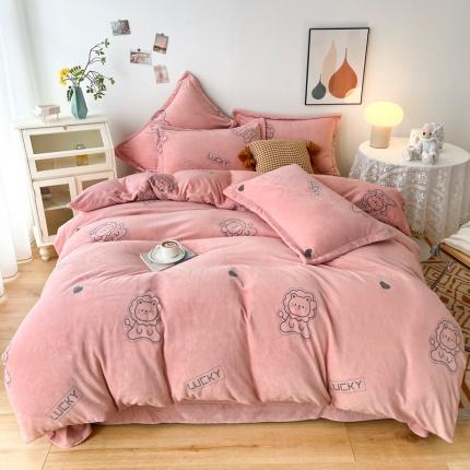 91家纺网 家纺一手货源 找家纺 （总）2024新款230克牛奶绒印花四件套 定做定制任意尺寸