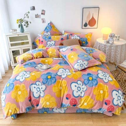 91家纺网 家纺一手货源 找家纺 （总）2024新款230克牛奶绒印花四件套 定做定制任意尺寸