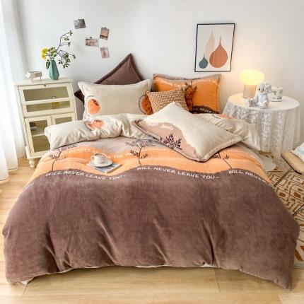 91家纺网 家纺一手货源 找家纺 2024新230克牛奶绒印花四件套定做定制任意尺寸 印象风范