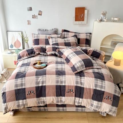 91家纺网 家纺一手货源 找家纺 （总）2024新款230克牛奶绒印花四件套 定做定制任意尺寸