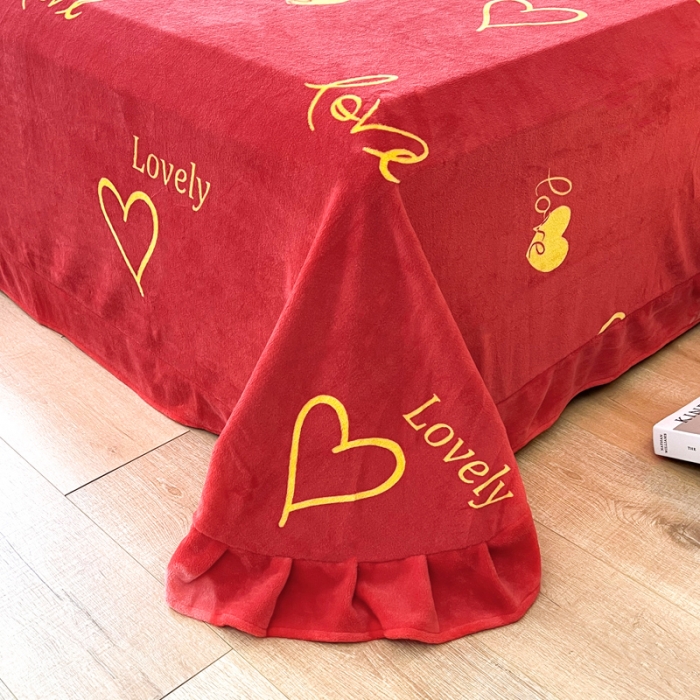 91家纺网 家纺一手货源 找家纺 2024新230克牛奶绒印花四件套 定做定制任意尺寸 爱意浓