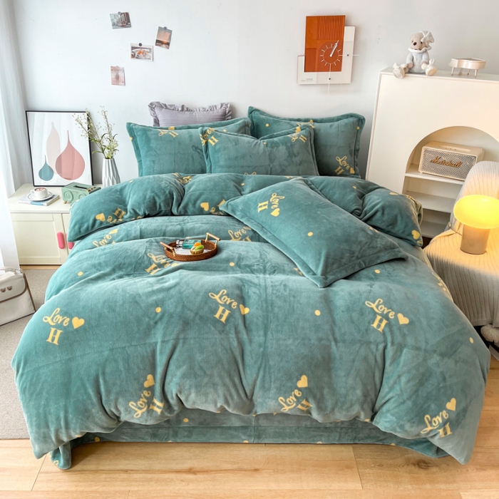 91家纺网 家纺一手货源 找家纺 2024新230克牛奶绒印花四件套定做定制任意尺寸 爱之物语