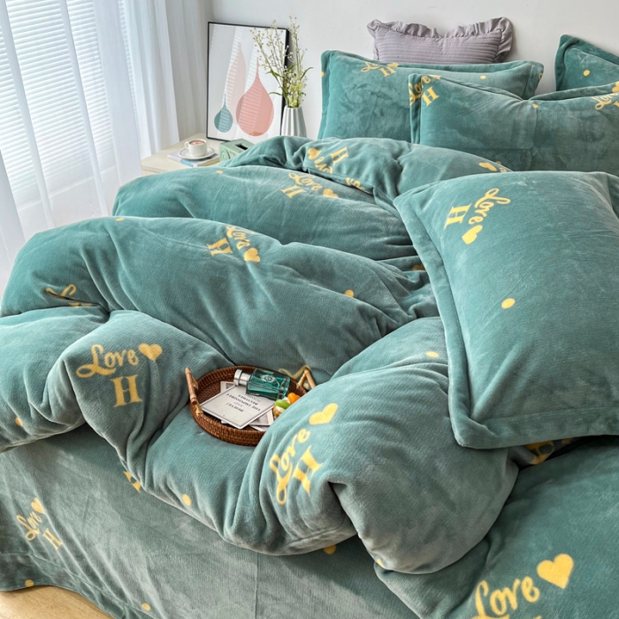 91家纺网 家纺一手货源 找家纺 2024新230克牛奶绒印花四件套定做定制任意尺寸 爱之物语