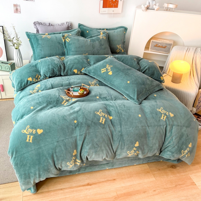 91家纺网 家纺一手货源 找家纺 2024新230克牛奶绒印花四件套定做定制任意尺寸 爱之物语