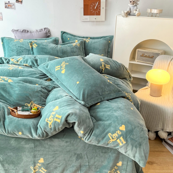 91家纺网 家纺一手货源 找家纺 2024新230克牛奶绒印花四件套定做定制任意尺寸 爱之物语