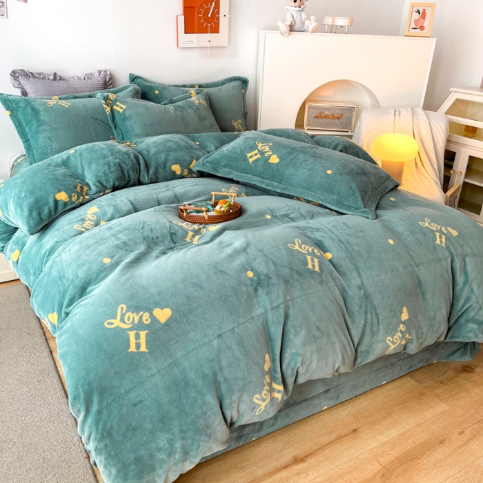 91家纺网 家纺一手货源 找家纺 2024新230克牛奶绒印花四件套定做定制任意尺寸 爱之物语