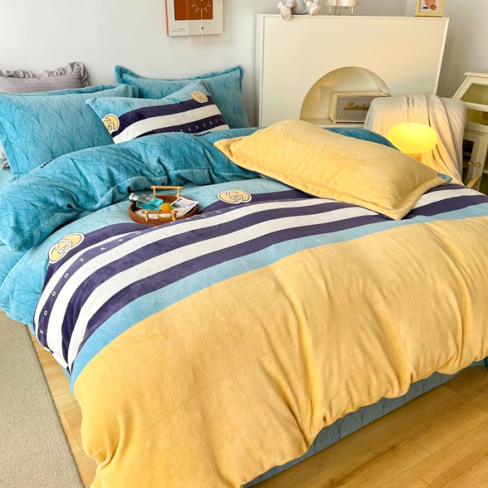 91家纺网 家纺一手货源 找家纺 2024新230克牛奶绒印花四件套定做定制任意尺寸 巴黎之约