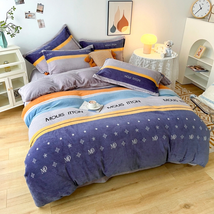 91家纺网 家纺一手货源 找家纺 2024新230克牛奶绒印花四件套定做定制任意尺寸 北欧印象