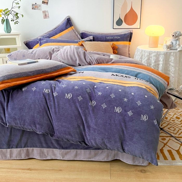 91家纺网 家纺一手货源 找家纺 2024新230克牛奶绒印花四件套定做定制任意尺寸 北欧印象