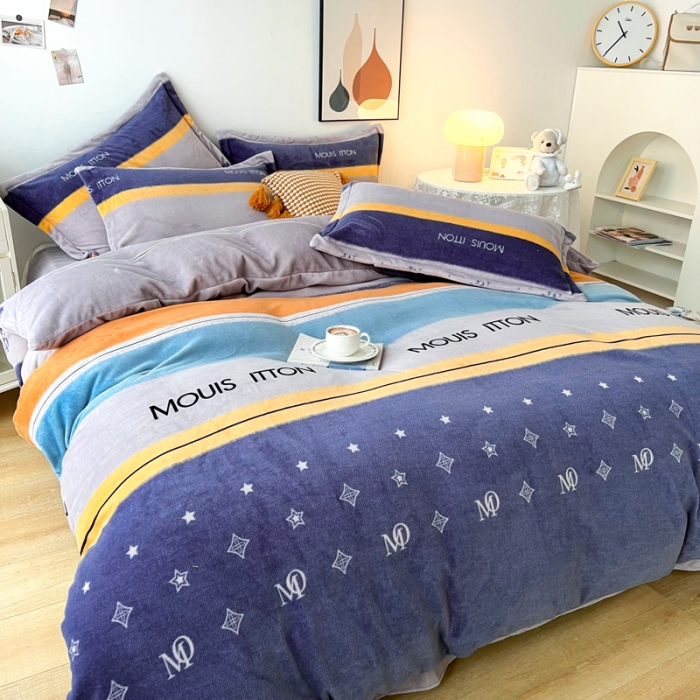 91家纺网 家纺一手货源 找家纺 2024新230克牛奶绒印花四件套定做定制任意尺寸 北欧印象