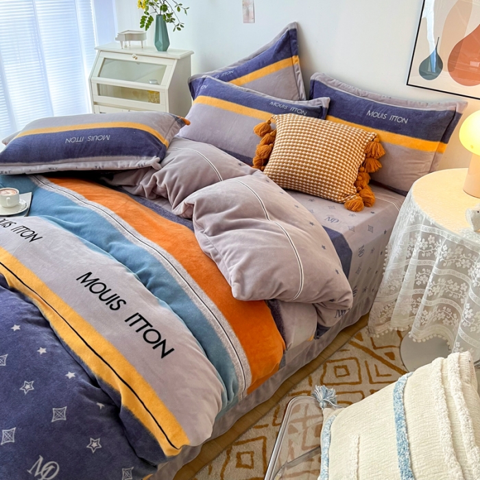 91家纺网 家纺一手货源 找家纺 2024新230克牛奶绒印花四件套定做定制任意尺寸 北欧印象