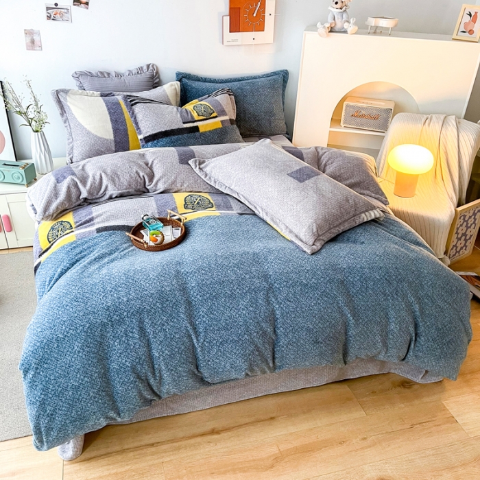 91家纺网 家纺一手货源 找家纺 2024新款230克牛奶绒印花四件套 定做定制任意尺寸 憧憬