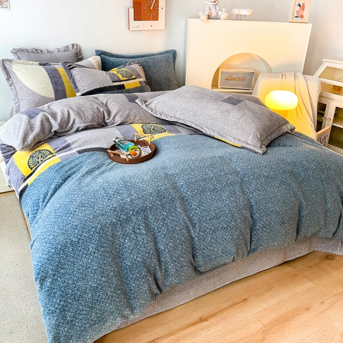 91家纺网 家纺一手货源 找家纺 2024新款230克牛奶绒印花四件套 定做定制任意尺寸 憧憬