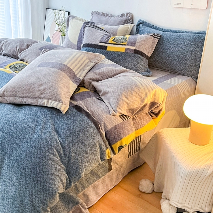 91家纺网 家纺一手货源 找家纺 2024新款230克牛奶绒印花四件套 定做定制任意尺寸 憧憬