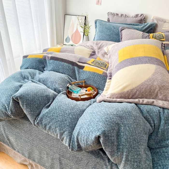 91家纺网 家纺一手货源 找家纺 2024新款230克牛奶绒印花四件套 定做定制任意尺寸 憧憬