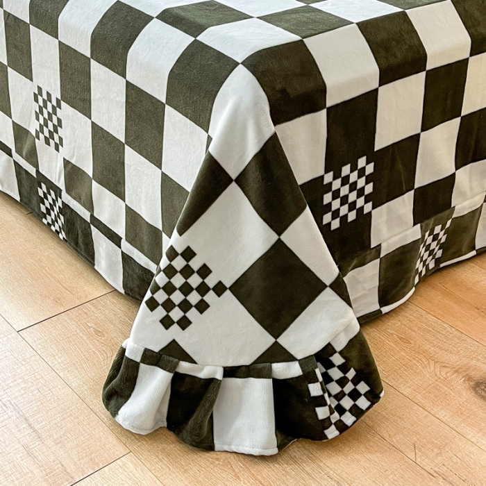 91家纺网 家纺一手货源 找家纺 2024新230克牛奶绒印花四件套定做定制任意尺寸格调-墨绿