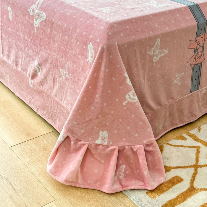 91家纺网 家纺一手货源 找家纺 2024新230克牛奶绒印花四件套定做定制任意尺寸 蝴蝶依依