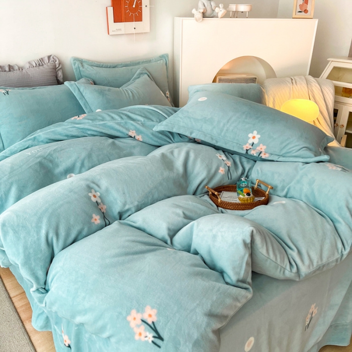 91家纺网 家纺一手货源 找家纺 2024新款230克牛奶绒印花四件套 定做定制任意尺寸 静香