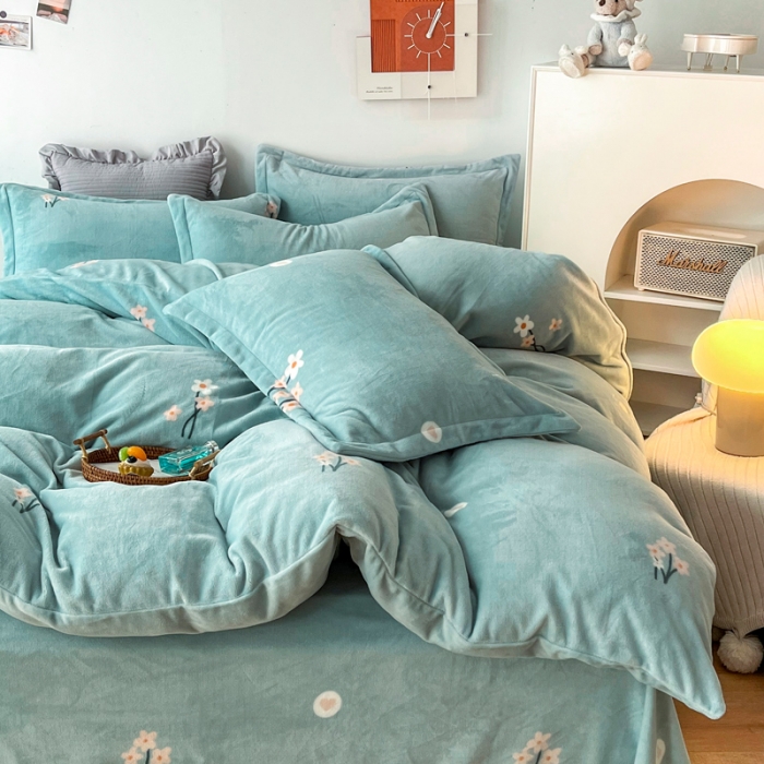 91家纺网 家纺一手货源 找家纺 2024新款230克牛奶绒印花四件套 定做定制任意尺寸 静香