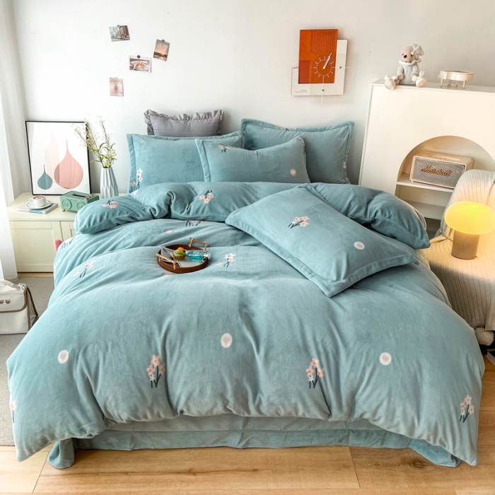 91家纺网 家纺一手货源 找家纺 2024新款230克牛奶绒印花四件套 定做定制任意尺寸 静香