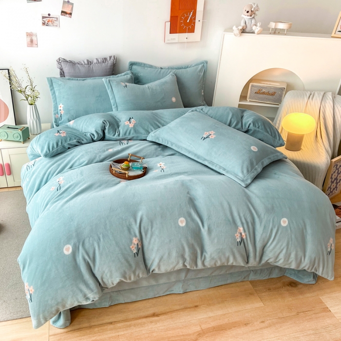 91家纺网 家纺一手货源 找家纺 2024新款230克牛奶绒印花四件套 定做定制任意尺寸 静香