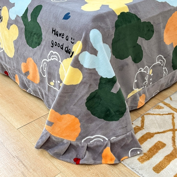 91家纺网 家纺一手货源 找家纺 2024新230克牛奶绒印花四件套 定做定制任意尺寸 萌萌兔