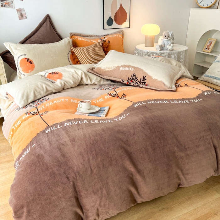 91家纺网 家纺一手货源 找家纺 2024新230克牛奶绒印花四件套定做定制任意尺寸 印象风范