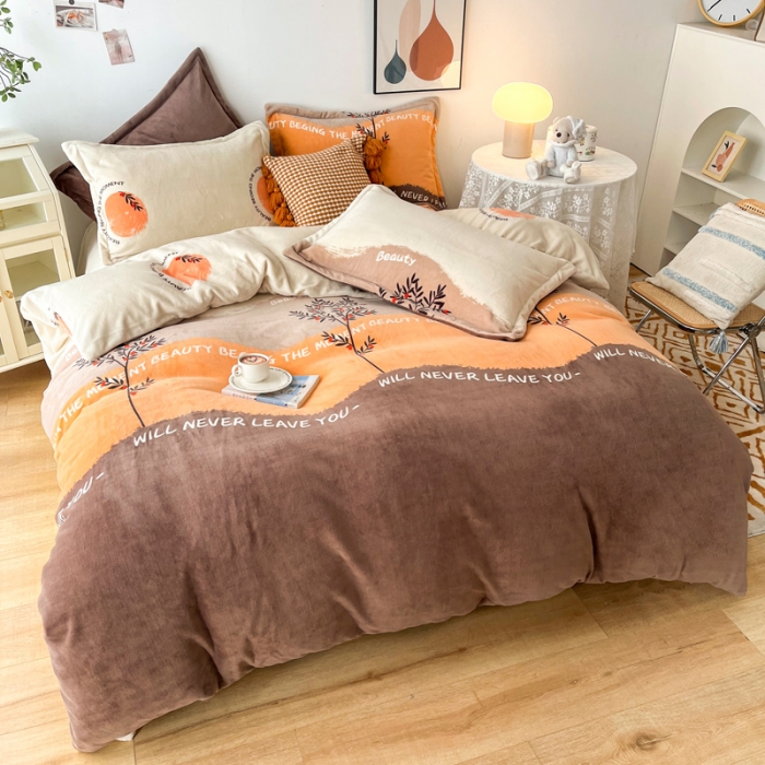 91家纺网 家纺一手货源 找家纺 2024新230克牛奶绒印花四件套定做定制任意尺寸 印象风范