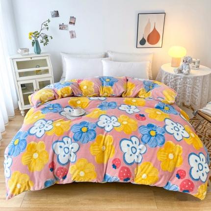 91家纺网 家纺一手货源 找家纺 2024新款230克牛奶绒印花单品被套 可定制尺寸 炫彩缤纷